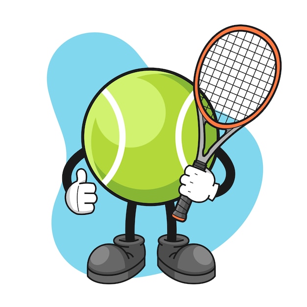 Tennis ball cartoon character with thumbs up pose