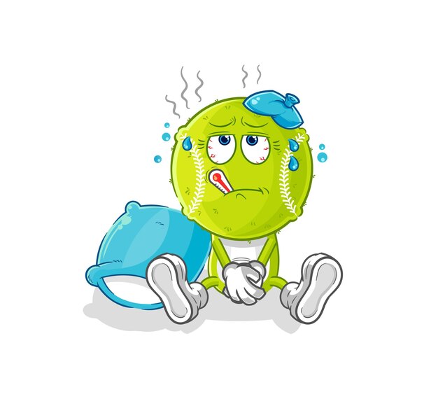 Tennis ball sick vector cartoon character