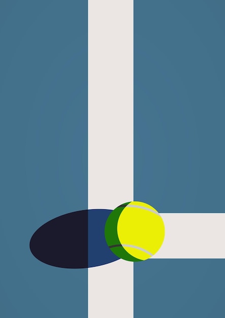 Tennis court lines with ball