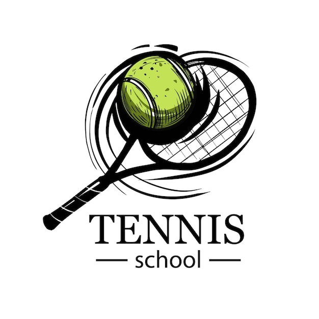 Tennis emblem. tennis racket. Tennis ball. Tennis club, tennis school, tournament. Logo design.