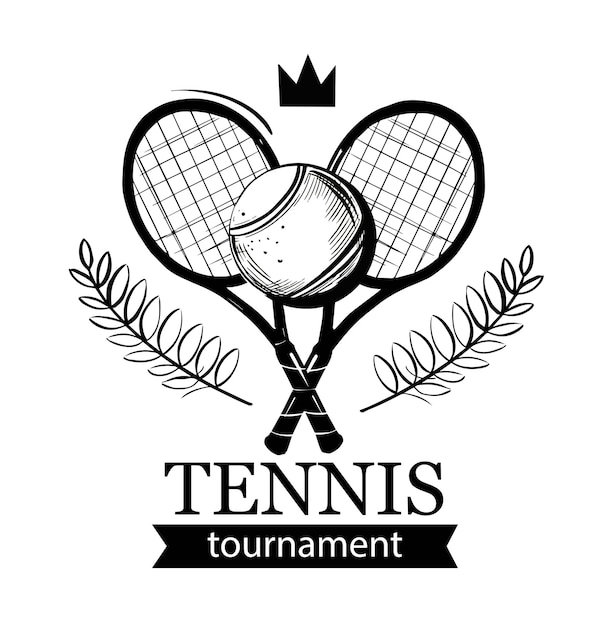 Tennis emblem. tennis racket. Tennis ball. Tennis club, tennis school, tournament. Logo design.