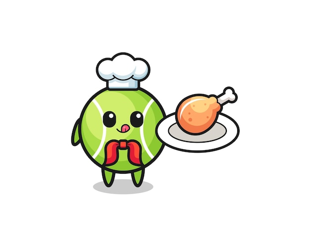 Tennis fried chicken chef cartoon character , cute design