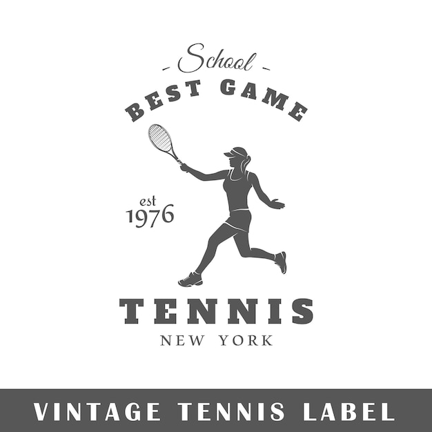 Tennis label isolated on white background Design element Vector illustration