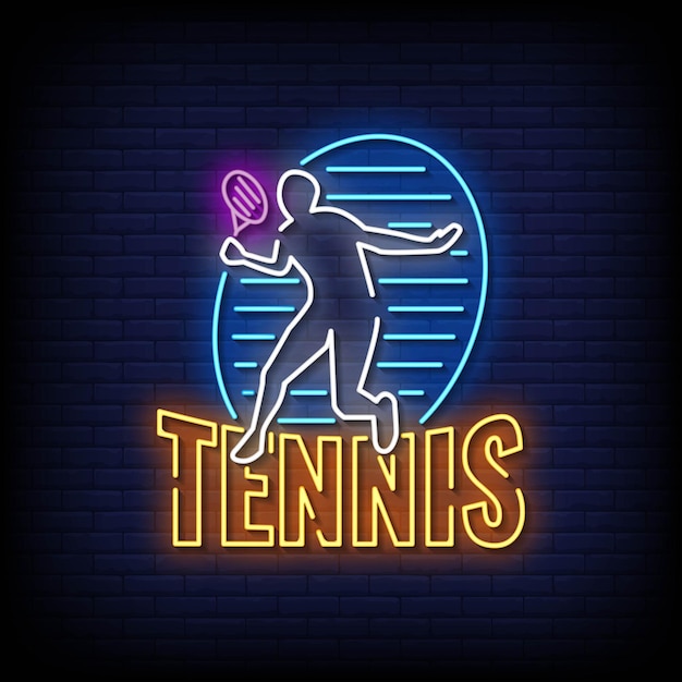 Tennis Neon Signs Style Text Vector