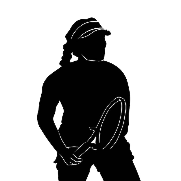 tennis player silhouette illustration isolated on white background