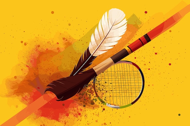 Tennis player sports equipment Tennis racket and ball Tennis Racket with Tennis Ball on a yellow