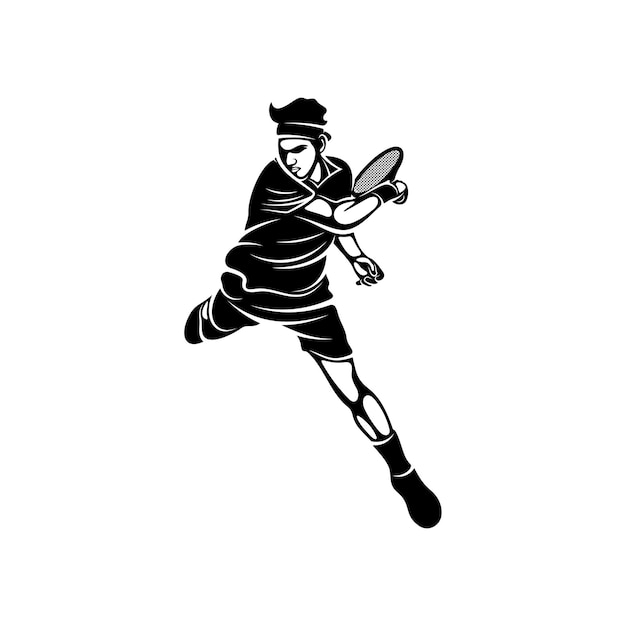 Tennis player stylized logo vector template Illustration symbol Silhouette design