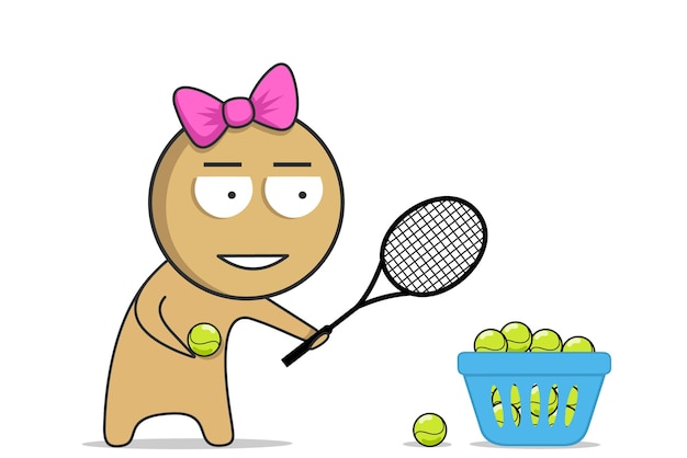 Tennis player with tennis racket and tennis ball