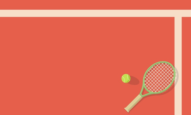 Tennis racket and ball lying on court