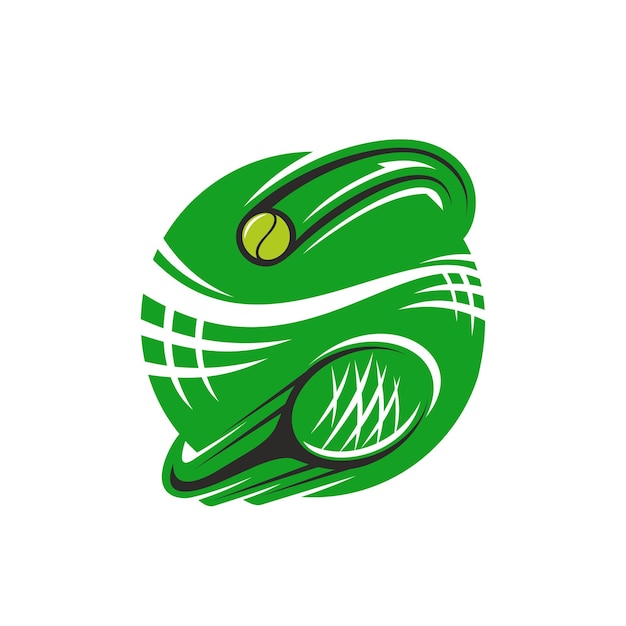 Tennis racket and ball vector icon for sport club