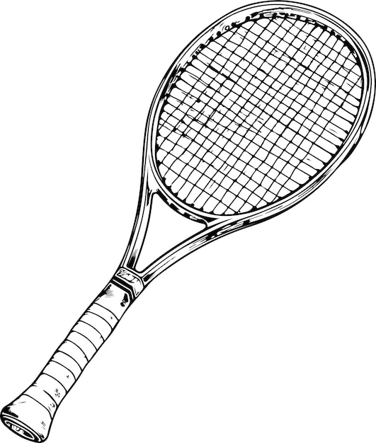 Vector tennis racket hand drawing illustration