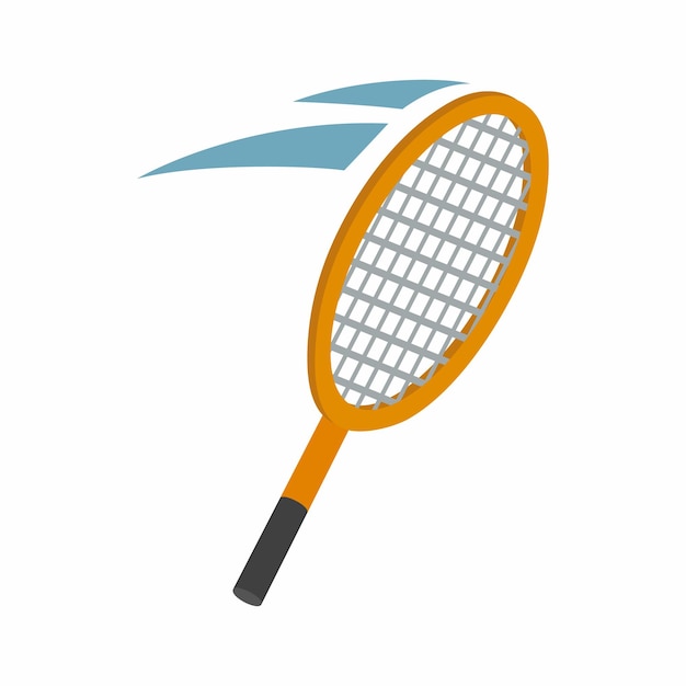 Tennis racket icon in isometric 3d style on a white background