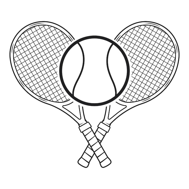 Vector tennis rackets and ball vector illustration outline tennis logo symbol clipart