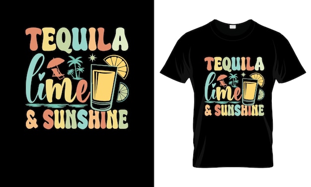 Tequila Lime colorful Graphic TShirt Summer TShirt Design