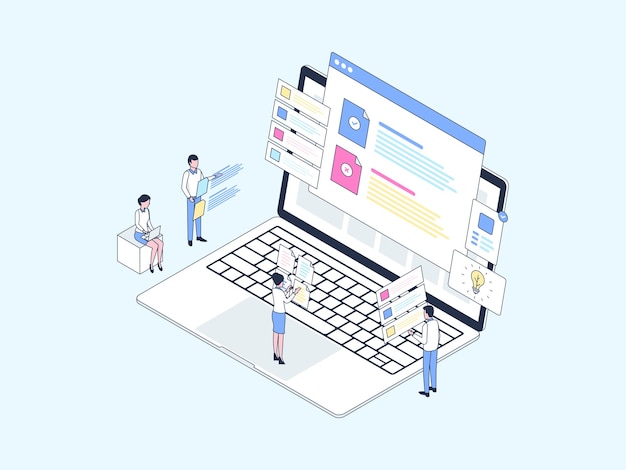 Term and Condition Isometric Illustration Lineal Color. Suitable for Mobile App, Website, Banner, Diagrams, Infographics, and Other Graphic Assets.