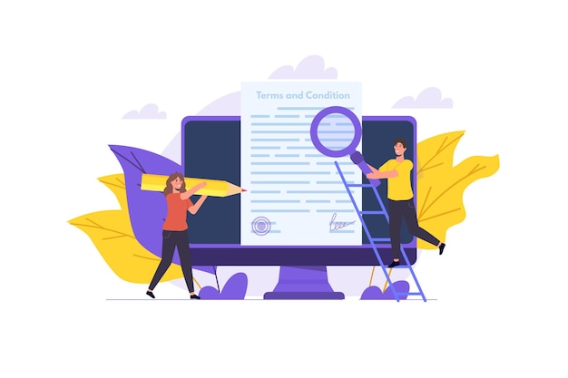 Terms And Conditions concept Document paper contract Vector illustration in flat style