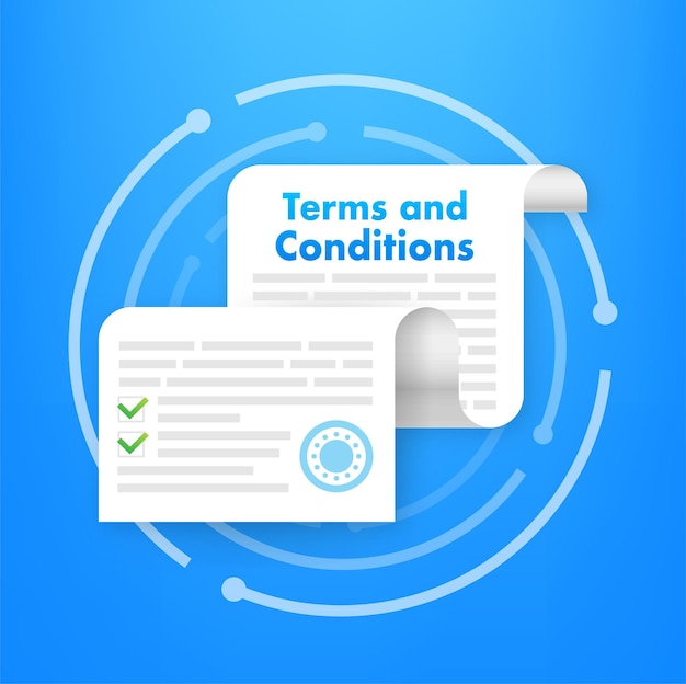 Terms and conditions Protecting personal data Document paper contract Vector stock illustration