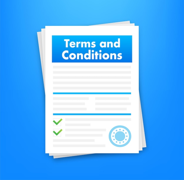 Terms and conditions Protecting personal data Document paper contract Vector stock illustration