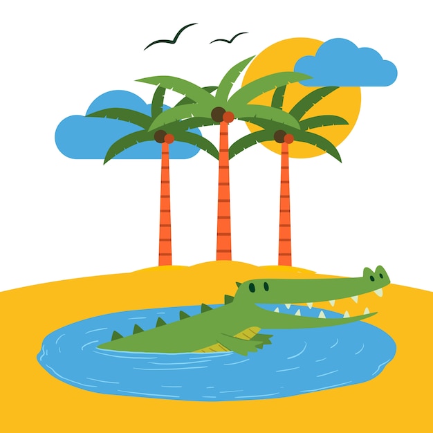 Terrarium tropical island illustration. 