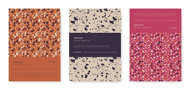 Terrazzo abstract cover page templates Universal abstract layouts Applicable for notebooks planners brochures books catalogs