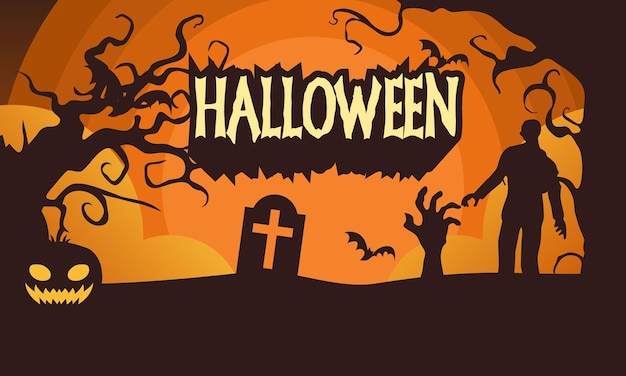 Terrific halloween background with flat design