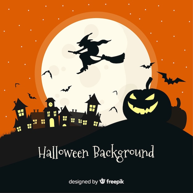 Terrific halloween background with flat design