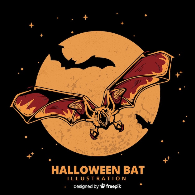 Vector terrific hand drawn halloween bat