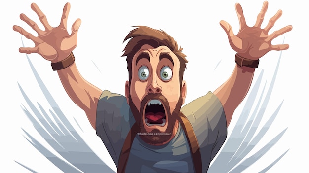 Vector terrified man in cartoon style illustration