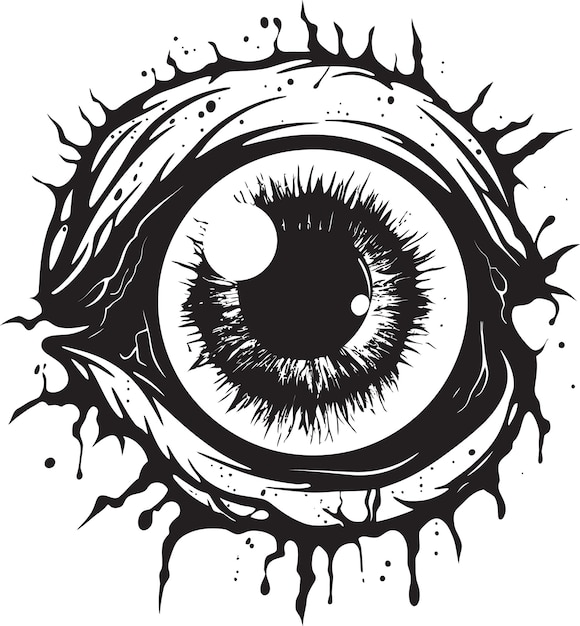 Terrifying Undead Glance Creepy Black Vector Dreadful Zombie Stare Black Eye Icon Design