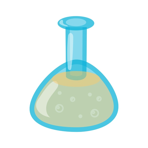 Test flask icon in cartoon style on a white background