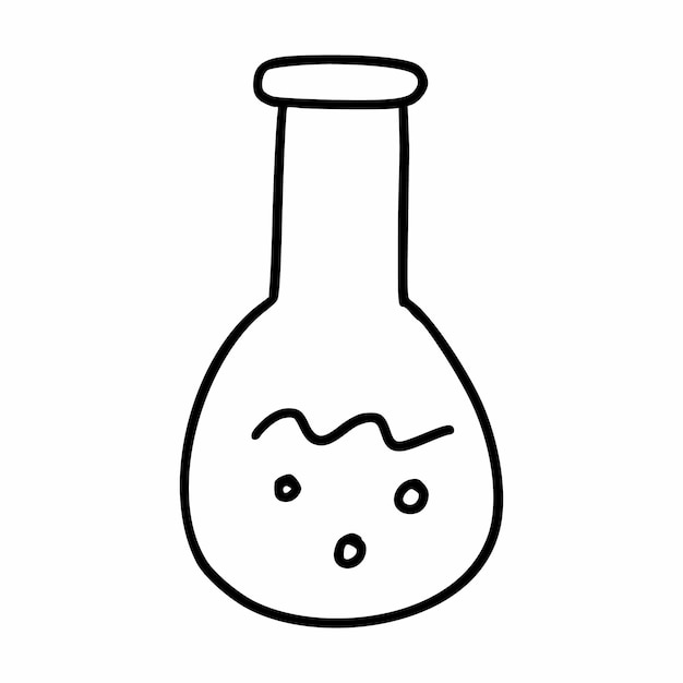 Test tube for experiments Chemical experiment Vector doodle illustration Sticker Chemistry and physics