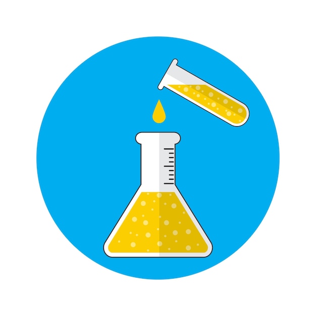 Test tube and flask Science education chemistry experiment laboratory concept vector illustration in flat design icon