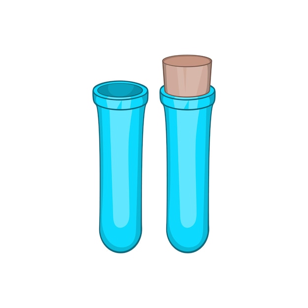 Test tube icon in cartoon style on a white background