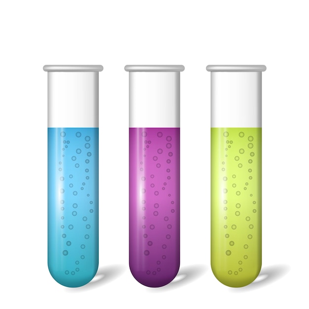 Test tube with colored liquid substances set