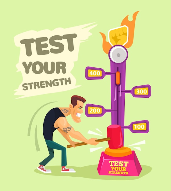 Test your strength flat illustration