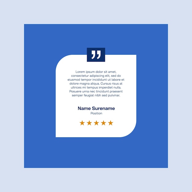 Testimonial review template design with star rating remark