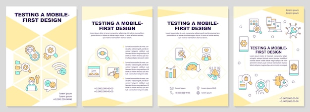 Testing mobile first design yellow brochure template