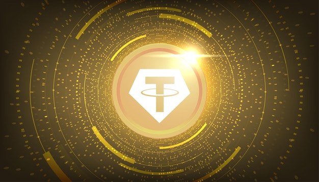 Tether Gold XAUT coin cryptocurrency concept banner background