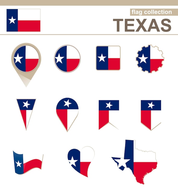 Vector texas flag collection, usa state, 12 versions