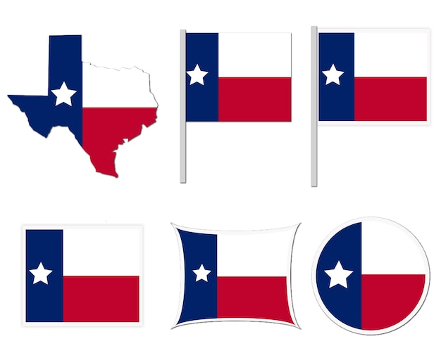 Vector texas flags on many objects illustration