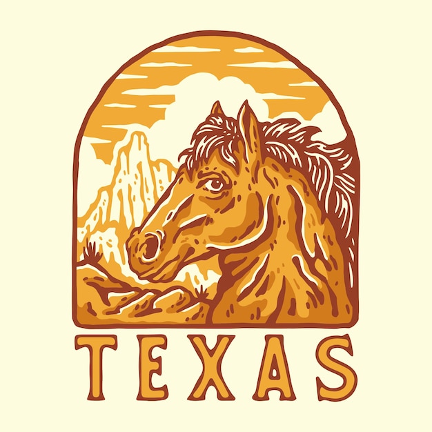 Texas horse badge illustration