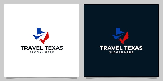 Texas state map logo design template with Air travel graphic design Travel vector illustration Paper plane icon delivery symbol creative