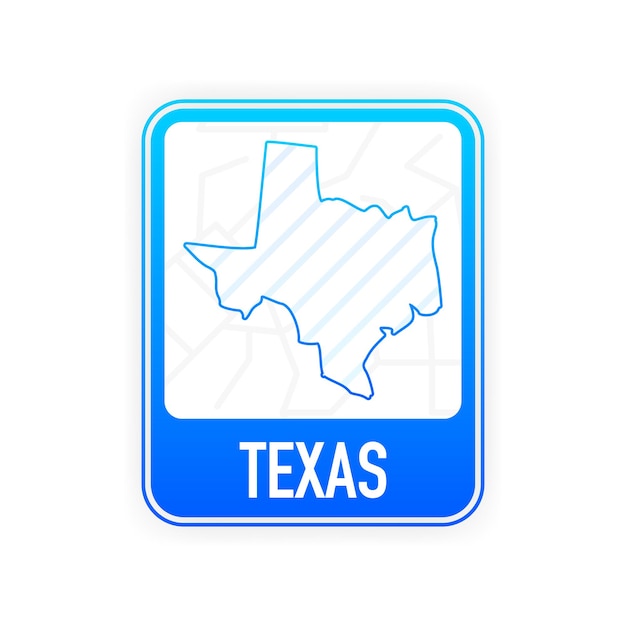 Texas - U.S. state. Contour line in white color on blue sign. Map of The United States of America. Vector illustration.