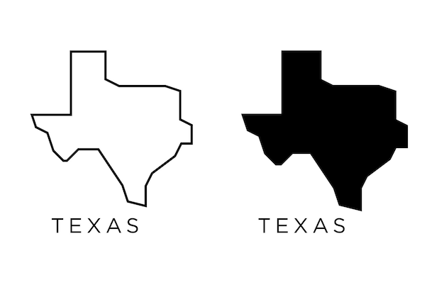 Texas of USA Map icon outline style and flat vector Silhouettes