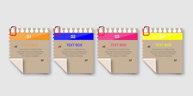 Text box design with note papers.