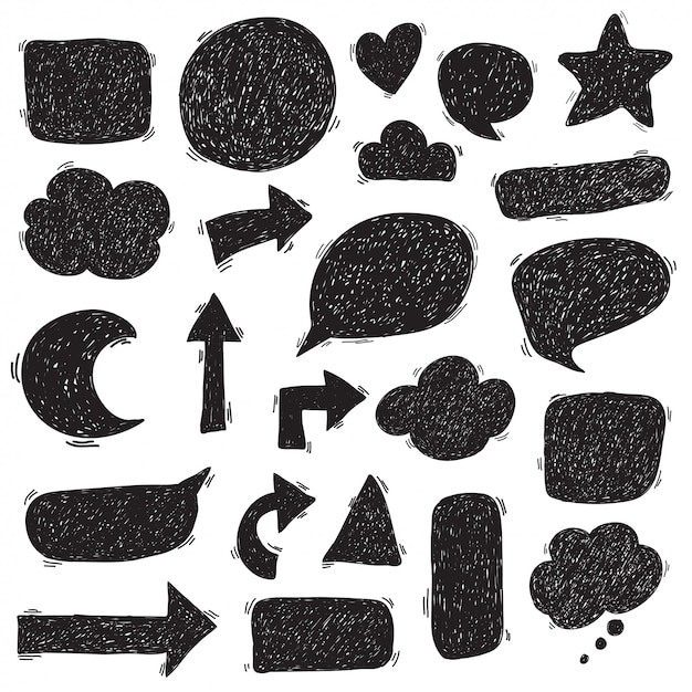 Text box Doodle set black and white draw