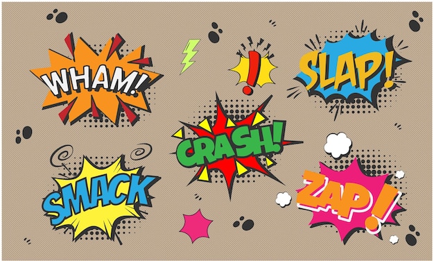 text comic bubble collection, cartoon style pop art