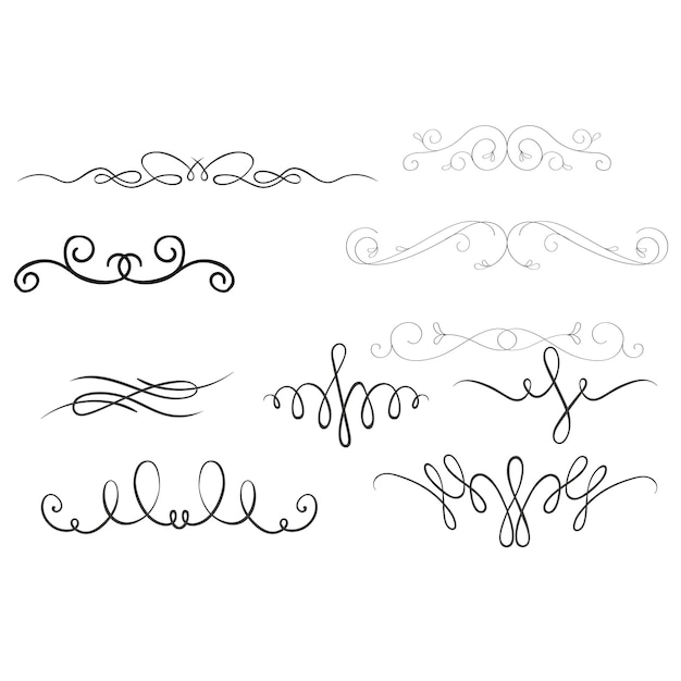 Vector text dividers doodle set wedding decorative elements ornament borders lines hand drawn vector i