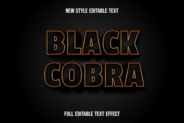 Text effect 3d black cobra color black and gold gradient