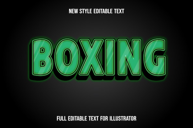 Text effect 3d boxing color green and black gradient